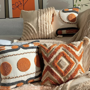 Bohemian Tufted Embroidered Pillow Cover