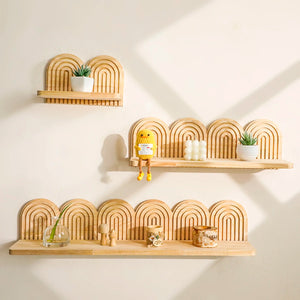 Boho Arched Rainbow Wooden Floating Wall Shelf