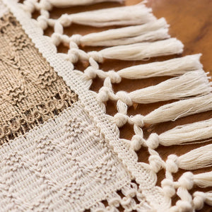 Boho Burlap Macrame Woven Table Runner