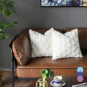 Plush Geometric Textured Pillow Cover