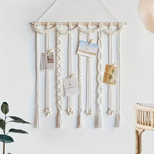 Boho Macrame Tassel Photo Display