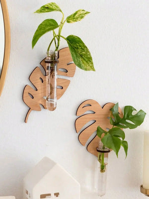 Leaf Shaped Wooden Test Tube Propagation Station