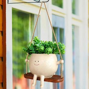Swing Face Resin Hanging Flower Pot