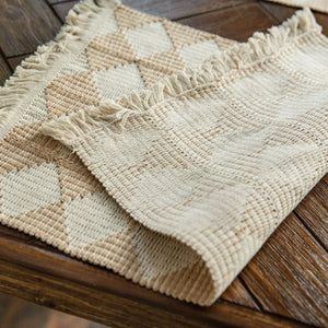 Boho Jacquard Diamond Linen Table Runner