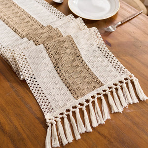 Boho Burlap Macrame Woven Table Runner