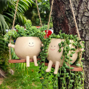 Swing Face Resin Hanging Flower Pot