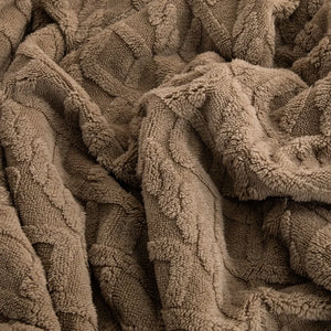 Thick Cable Knit Sherpa Fleece Throw Blanket