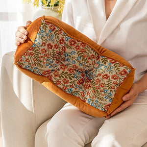 Vintage Floral Jacquard Ergonomic Lumbar Pillow