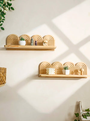 Boho Arched Rainbow Wooden Floating Wall Shelf