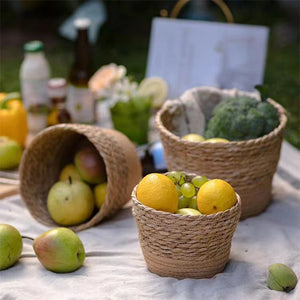 Rustic Woven Seagrass Plant Pot Storage Basket