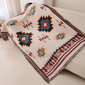 Boho Southwestern Geometric Woven Throw Blanket