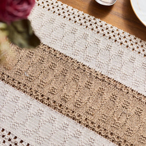 Boho Burlap Macrame Woven Table Runner
