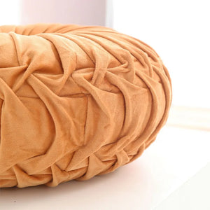 Hand Sewn Pleated Velvet Round Pumpkin Cushion