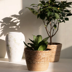 Rustic Woven Seagrass Plant Pot Storage Basket