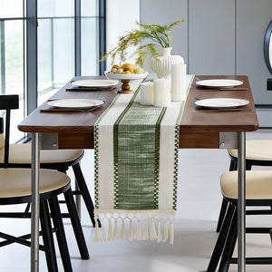 Boho Farmhouse Striped Dining Table Runner