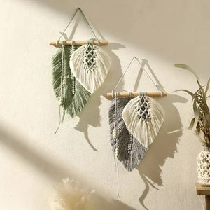Handmade Macrame Woven Leaf Tapestry