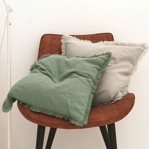 Fringed Tassel Linen-Style Pillow Cover