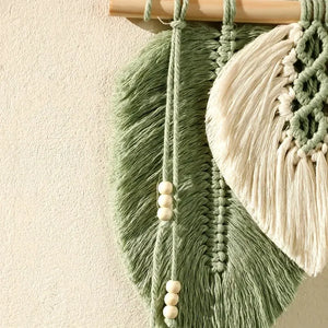 Handmade Macrame Woven Leaf Tapestry