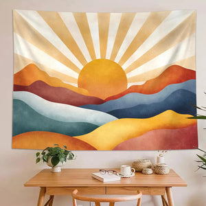 Bohemian Sunset Mountain Landscape Tapestry