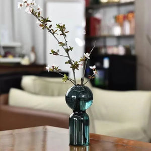 Nordic Striped Ribbed Colored Glass Vase