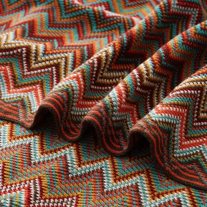 Bohemian Knitted Chevron Throw Blanket with Tassels