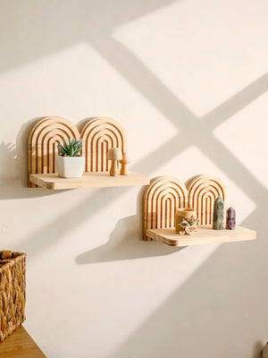Boho Arched Rainbow Wooden Floating Wall Shelf