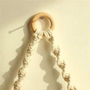 Boho Macrame Wood Floating Shelf