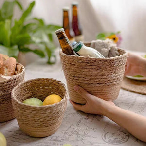 Rustic Woven Seagrass Plant Pot Storage Basket