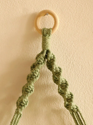Boho Green Leaf Macrame Floating Shelf