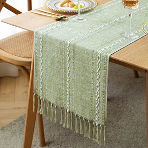 Boho Braided Striped Table Runner