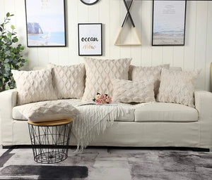 Plush Geometric Textured Pillow Cover