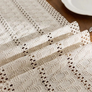 Boho Beige Openwork Tatting Table Runner