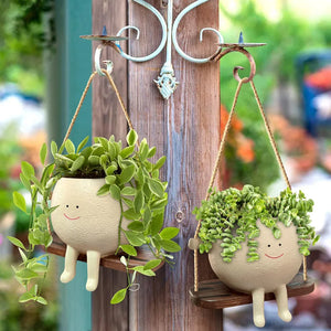 Swing Face Resin Hanging Flower Pot