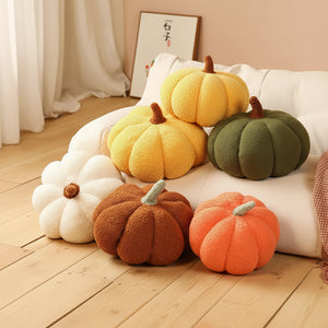 Cozy Plush Boucle Pumpkin Throw Pillow