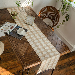 Boho Jacquard Diamond Linen Table Runner