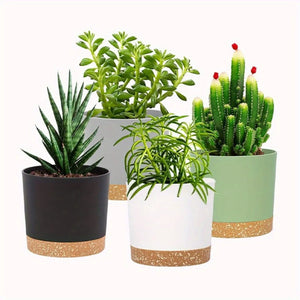 4Pcs Breathable Round Flower Pots with Detachable Base