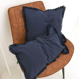 Fringed Tassel Linen-Style Pillow Cover