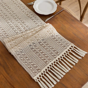 Boho Beige Openwork Tatting Table Runner