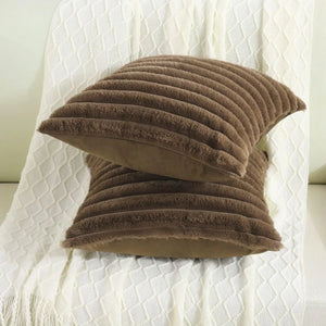 Striped Faux Fur Pillow Cover