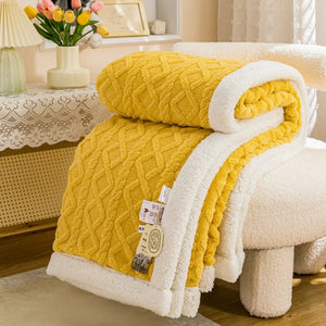Thick Cable Knit Sherpa Fleece Throw Blanket