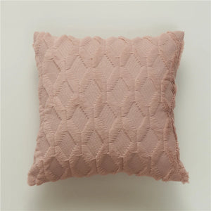 Plush Geometric Textured Pillow Cover