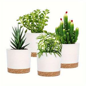 4Pcs Breathable Round Flower Pots with Detachable Base