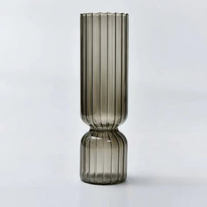 Nordic Striped Ribbed Colored Glass Vase