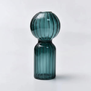 Nordic Striped Ribbed Colored Glass Vase