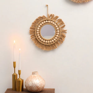 Round Beaded Macrame Mirror
