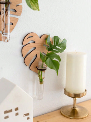 Leaf Shaped Wooden Test Tube Propagation Station