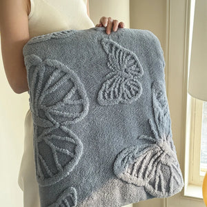 3D Butterfly Embossed Fleece Throw Blanket