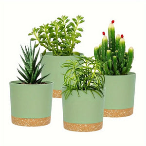 4Pcs Breathable Round Flower Pots with Detachable Base