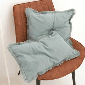 Fringed Tassel Linen-Style Pillow Cover