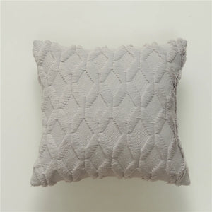 Plush Geometric Textured Pillow Cover
